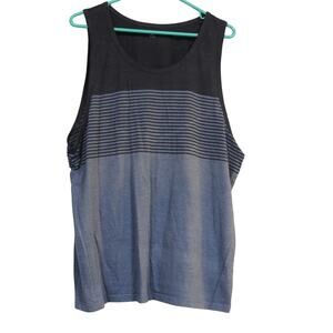 Men’s Striped  Tank Top Blue & Black Sleeveless Muscle Shirt  XL